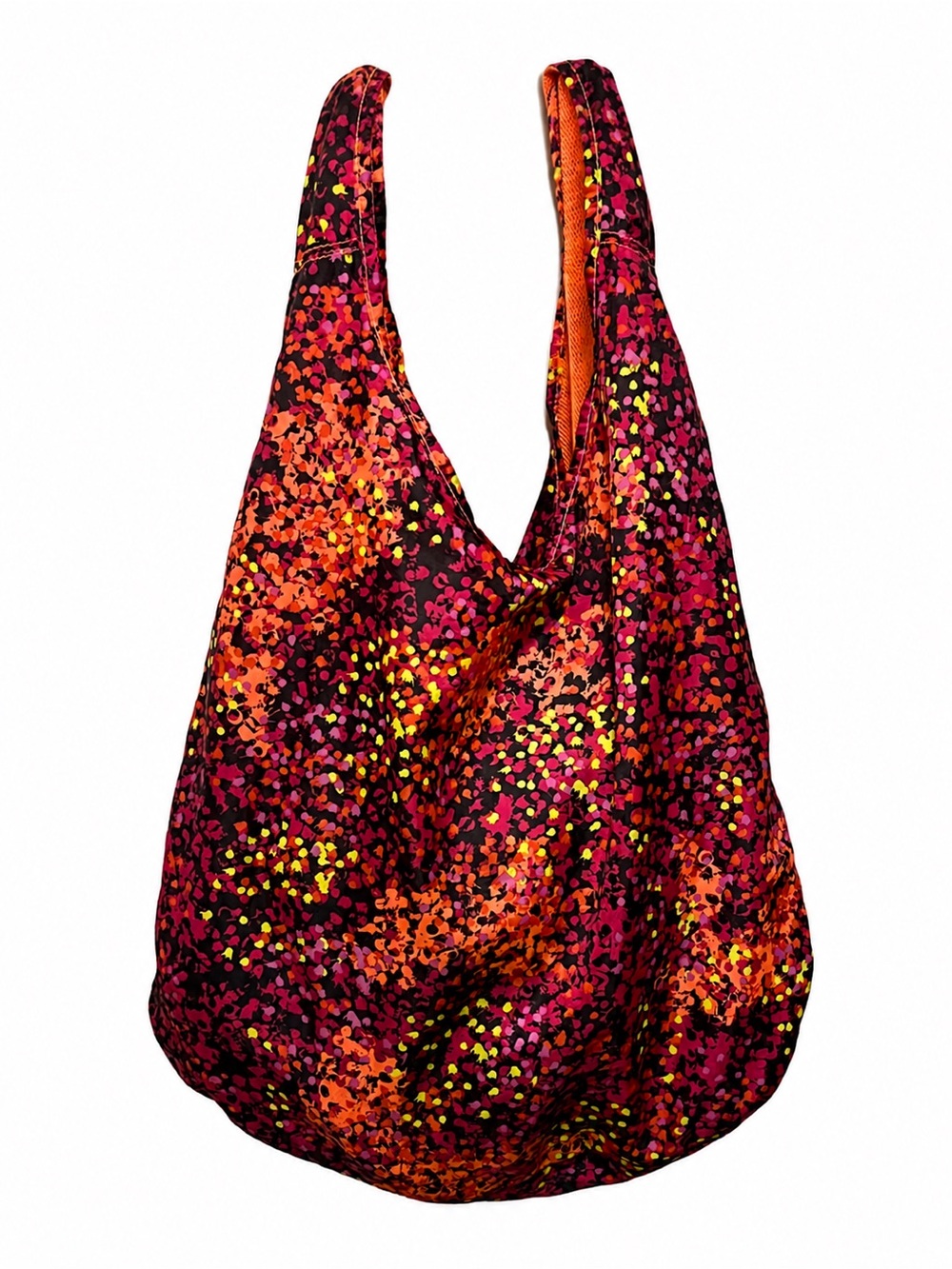 Vintage Nike Reversible Hobo Tote Bag Neon Orange Splatter Print - Picture 2 of 5